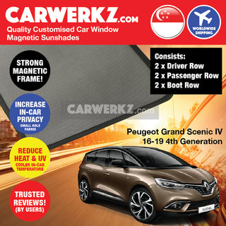 Customised Window Magnetic Sunshades for Renault Grand Scenic IV 2016-2022 4th Generation France MPV