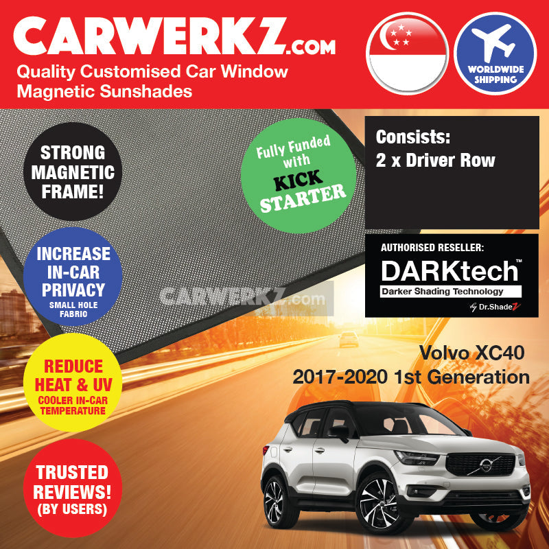 Dr Shadez DARKtech Volvo XC40 EX40 2017-Current 1st Generation Sweden Electric SUV Customised Car Window Magnetic Sunshades