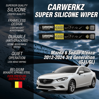 Carwerkz Silicone Wipers for Mazda 6 Sedan 2012-2024 3rd Generation GJ1/GL