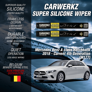Carwerkz Silicone Wipers for Mercedes Benz A class Hatchback 2018-Current 4th Generation (W177)