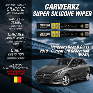 Carwerkz Silicone Wipers for Mercedes Benz B class 2019-Current 3rd Generation (W247)
