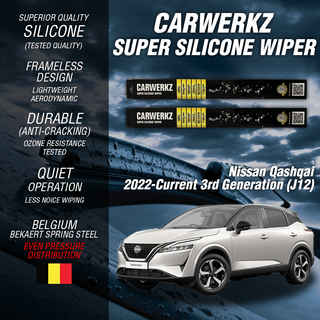 Carwerkz Silicone Wipers for Nissan Qashqai Rouge Sport 2022-Current 3rd Generation J12