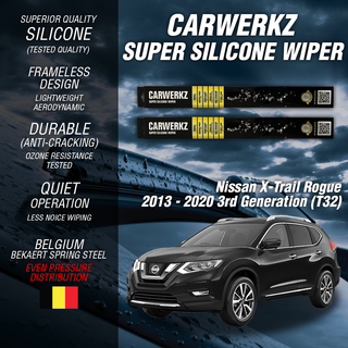 Carwerkz Silicone Wipers for Nissan X-Trail Rogue 2013-2020 3rd Generation T32