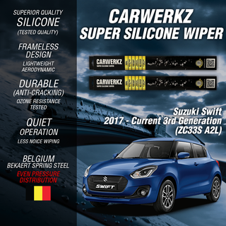 Carwerkz Silicone Wipers for Suzuki Swift 2017-Current 3rd Generation ZC33S A2L