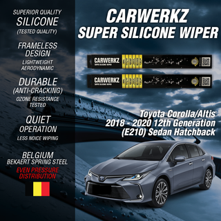 Carwerkz Silicone Wipers for Toyota Corolla/Altis 2018-2020 12th Generation (E210)