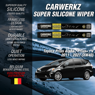 Carwerkz Silicone Wipers for Toyota Prius Alpha/Prius+/V 2011-2021 (XW40)