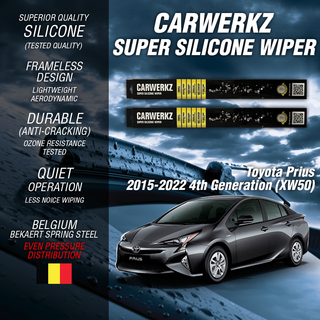 Carwerkz Silicone Wipers for Toyota Prius 2015-2022 4th Generation (XW50)