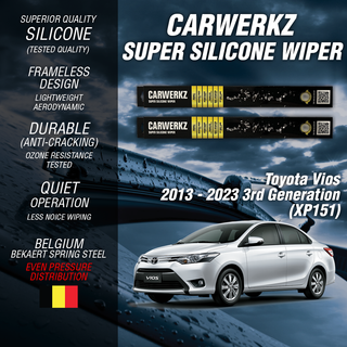 Carwerkz Silicone Wipers for Toyota Vios 2018-2020 3rd Generation (XP151/NSP151)