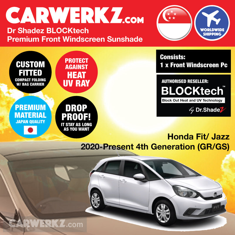 BLOCKtech Premium Front Windscreen Foldable Sunshade for Honda Fit Jazz 2020-Current 4th Generation (GR/GS) - carwerkz sg my au nz mx au mc