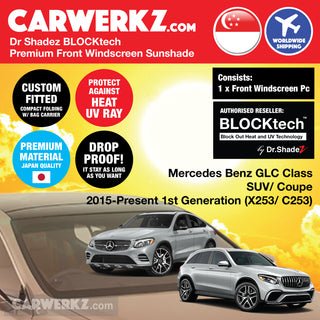 Dr Shadez BLOCKtech Premium Front Windscreen Foldable Sunshade for Mercedes Benz GLC Class SUV Coupe 2015-Current 1st Generation (X253 C253)
