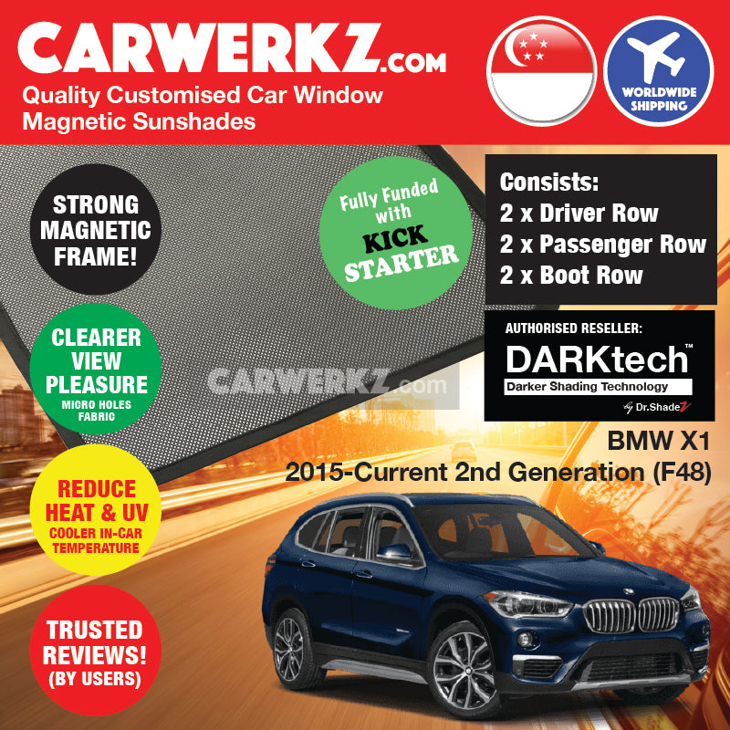 DARKtech BMW X1 2015-2022 2nd Generation (F48) Customised Luxury Germany Compact SUV Car Window Magnetic Sunshades - carwerkz