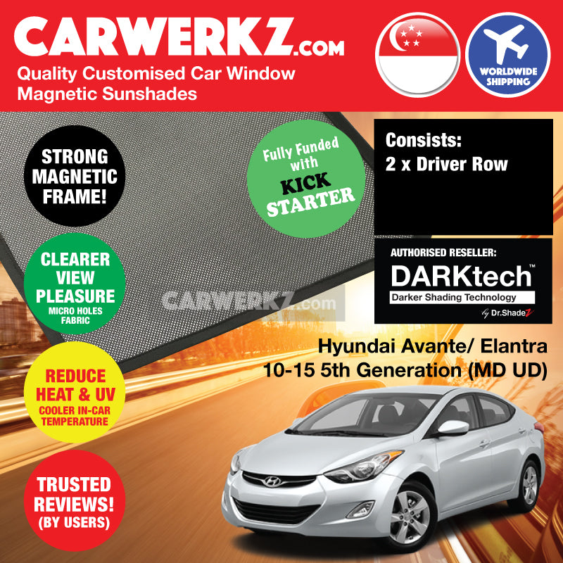 DARKtech Hyundai Avante Elantra 2010-2015 5th Generation (MD UD) Korean Sedan Customised Car Window Magnetic Sunshades - CarWerkz