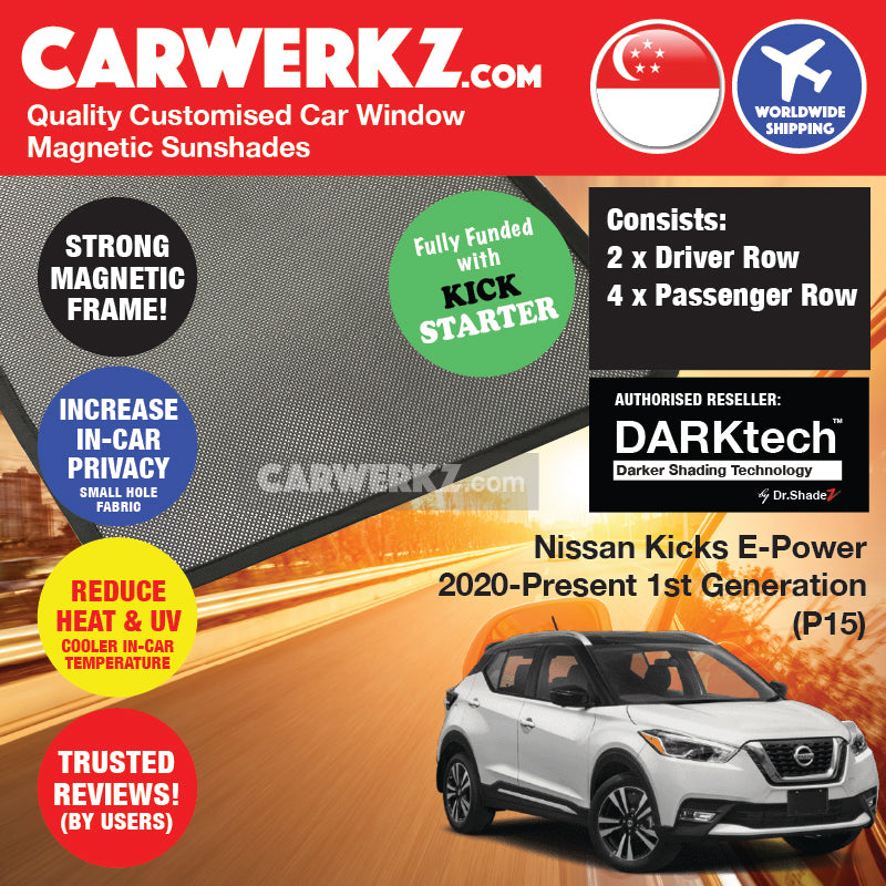 DARKtech Nissan Kicks 2016-Current 1st Generation (P15) Japan Compact SUV Customised Car Window Magnetic Sunshades - carwerkz sg