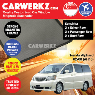 Toyota Alphard Vellfire 2002-2008 1st Generation (AH10) Japan MPV Customised Window Magnetic Sunshades