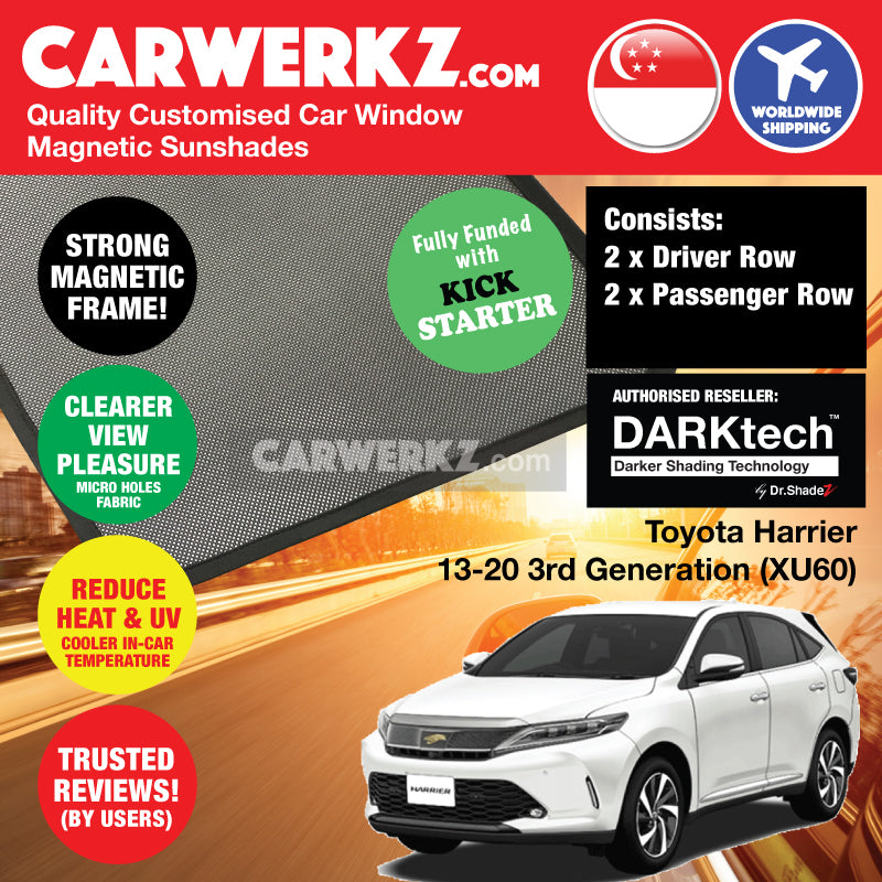 DARKtech Toyota Harrier 2013-2020 3rd Generation (XU60) Japan SUV Customised Car Window Magnetic Sunshades - CarWerkz