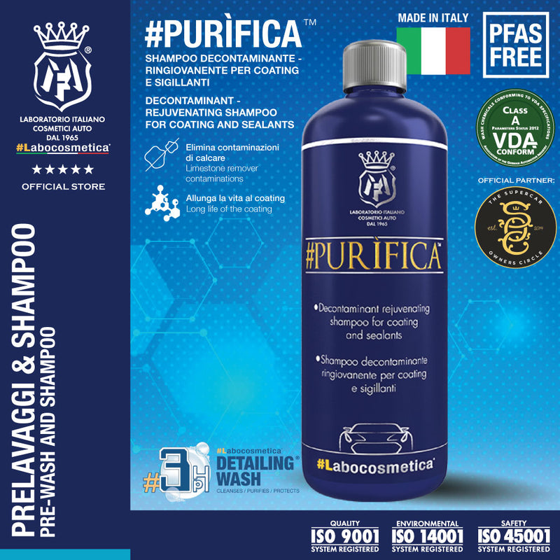 Labocosmetica PURIFICA 1L (Decontamination car shampoo to clean invisible contamination on coating and sealants)