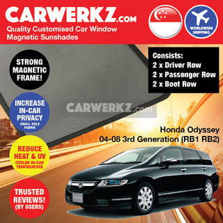 Honda Odyssey 2004-2008 3rd Generation (RB1 RB2) Japan MPV Customised Window Magnetic Sunshades