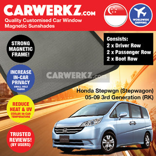 Honda Stepwgn Stepwagon 2005-2009 3rd Generation (RK) Japan MPV Customised Window Magnetic Sunshades