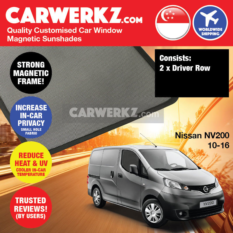 Nissan NV200 2010-2016 Light Commercial Van Customised Car Window Magnetic Sunshades - CarWerkz