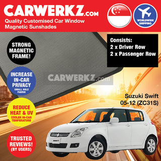 Suzuki Swift 2005-2012 2nd Generation (ZC31S) Japan Hatchback Customised Window Magnetic Sunshades