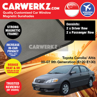 Toyota Corolla Altis 2000-2007 9th Generation (E120/E130) Japan Sedan Customised Window Magnetic Sunshades