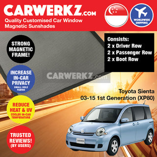 Toyota Sienta 2003-2015 1st Generation (XP80) Japan MPV Customised Window Magnetic Sunshades