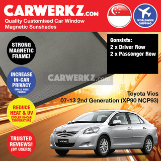 Toyota Vios 2007-2013 2nd Generation (XP90 NCP93) Japan Sedan Customised Window Magnetic Sunshades