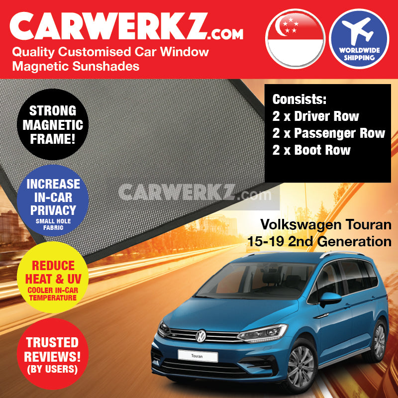 Volkswagen Touran 2015-2020 2nd Generation (5T) Germany MPV Customised Window Magnetic Sunshades - CarWerkz