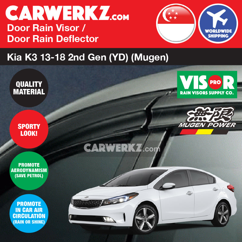 VISOR PRO Kia K3 2013 2018 2nd Generation YD Mugen Style Door Visors