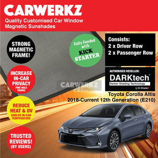 Dr Shadez DARKtech Toyota Corolla Altis 2018-Current 12th Generation (E210) Japan Sedan Customised Window Magnetic Sunshades