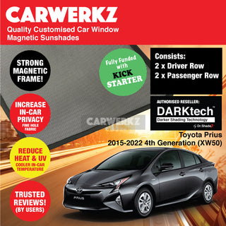 Dr Shadez DARKtech Toyota Prius Sedan 2015-2022 4th Generation (XW50) Japan Hybrid Sedan Customised Window Magnetic Sunshades
