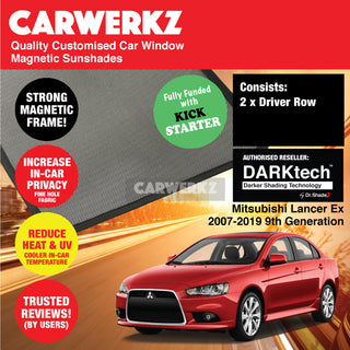 Dr Shadez DARKtech Mitsubishi Lancer Ex 2007-2019 9th Generation Japan Sedan Customised Window Magnetic Sunshades