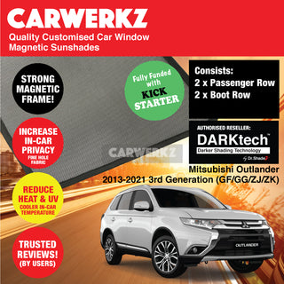 Dr Shadez DARKtech Mitsubishi Outlander 2013-2021 3rd Generation (GF/ GG/ ZJ/ ZK) Japan SUV Customised Window Magnetic Sunshades - CarWerkz.com