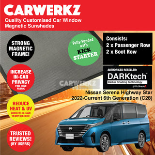 Dr Shadez DARKtech Nissan Serena 2022-Current 6th Generation (C28) Customised Japan MPV Window Magnetic Sunshades - CarWerkz.com