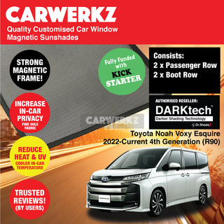 Dr Shadez DARKtech Toyota Noah Voxy Esquire Suzuki Landy 2022-Current 4th Generation (R90) Japan Hybrid MPV Customised Window Magnetic Sunshades - CarWerkz.com