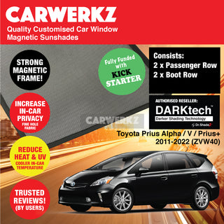 Dr Shadez DARKtech Toyota Prius Alpha Prius V Prius+ 2011-2022 3rd generation (ZVW40) Japan Hybrid MPV Customised Window Magnetic Sunshades