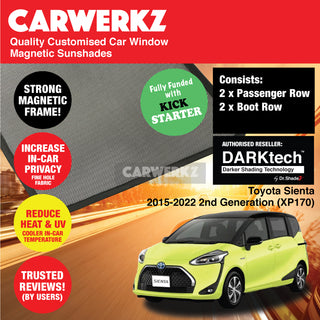 Dr Shadez DARKtech Toyota Sienta 2015-2022 2nd Generation (XP170) Japan MPV Customised Car Window Magnetic Sunshades