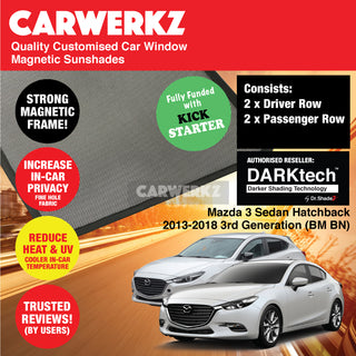 Dr Shadez DARKtech Mazda 3 Axela Sedan Hatchback 2013-2018 3rd Generation (BM BN) Japan Automotive Customised Window Magnetic Sunshades