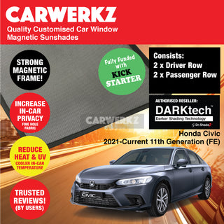 Dr Shadez DARKtech Honda Civic 2021-Current 11th Generation (FE) Japan Sedan Customised Window Magnetic Sunshades