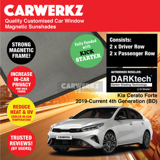 Dr Shadez DARKtech Kia Cerato Forte 2019-Current 3rd Generation (BD) Korea Sedan Customised Window Magnetic Sunshades