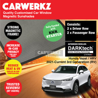 Dr Shadez DARKtech Honda Vezel HRV Petrol Hybrid 2020-Current 3rd Generation (RV) Japan SUV Customised Window Magnetic Sunshades