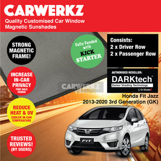 Dr Shadez DARKtech Honda Fit Jazz 2013-2020 3rd Generation (GK) Japan Hatchback Customised Window Magnetic Sunshades