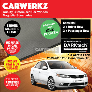 Dr Shadez DARKtech Kia Cerato Forte 2009-2013 2nd Generation (TD) Korea Sedan Customised Window Magnetic Sunshades