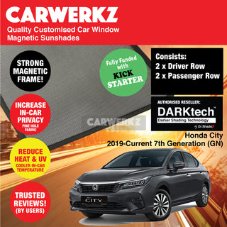 Dr Shadez DARKtech Honda City 2019-Current 7th Generation (GN) Japan Sedan Customised Window Magnetic Sunshades 6 Pieces