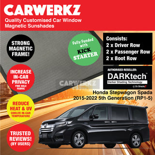 Dr Shadez DARKtech Honda Stepwagon Spada 2015-2022 5th Generation (RP1-5)  Japan MPV Customised Window Magnetic Sunshades