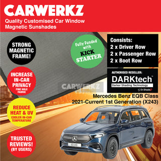 Dr Shadez DARKtech Mercedes Benz EQB Class 2021-Current 1st Generation (X243) Germany Electric SUV Customised Window Magnetic Sunshades