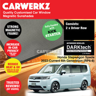 Dr Shadez DARKtech Honda Stepwagon Spada 2022-Current 6th Generation (RP6-8) Customised MPV Car Window Magnetic Sunshades - CarWerkz.com