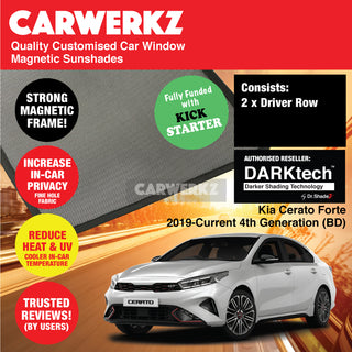 Dr Shadez DARKtech Kia Cerato Forte 2019-Current 3rd Generation (BD) Korea Sedan Customised Window Magnetic Sunshades