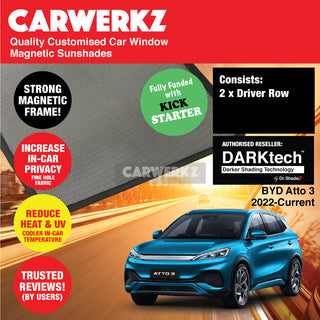 Dr Shadez DARKtech BYD Atto 3 Yuan Plus 2021-Current 2nd Generation China Electric SUV Customised Window Magnetic Sunshades