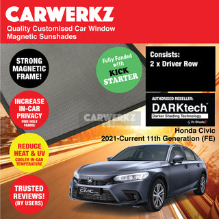 Dr Shadez DARKtech Honda Civic 2021-Current 11th Generation (FE) Japan Sedan Customised Window Magnetic Sunshades